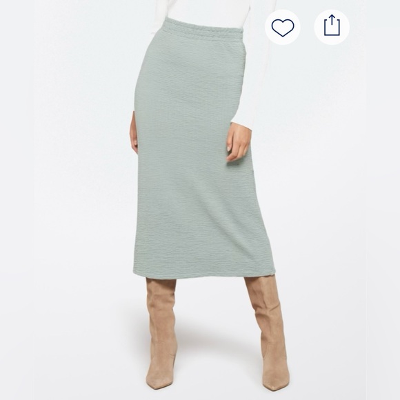 ICHI Juldana light blue Midi Maxi elastic waist stretchy fabric skirt Sz L - Picture 1 of 13